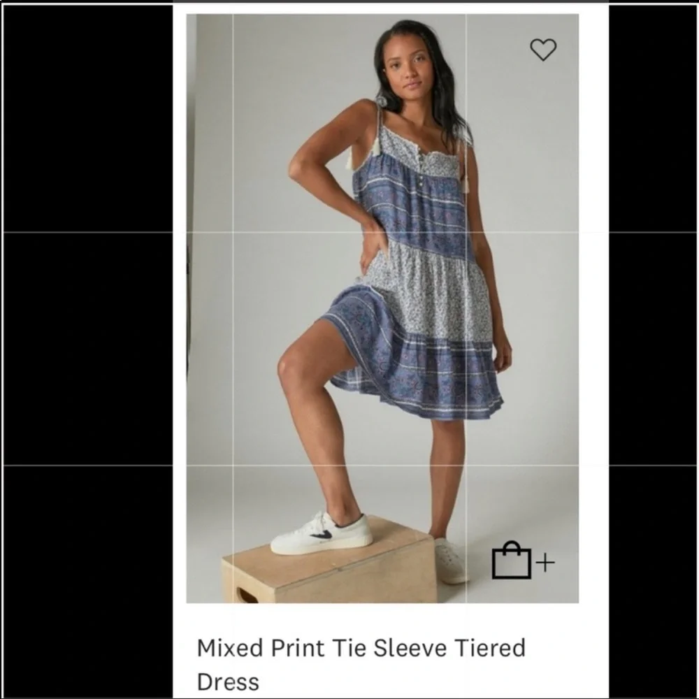 Lucky brand Mixed print tie sleeve tiered dress - Picture 8 of 13